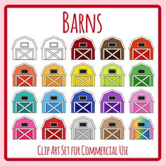 barn clip art set for commercial use