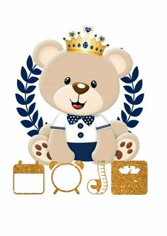 a teddy bear with a crown sitting on top of it's head