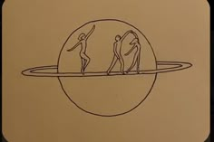 an image of two people standing on the edge of a circle