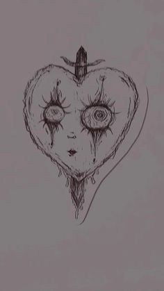 a drawing of a heart with two eyes