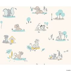 a wallpaper with animals and trees on it