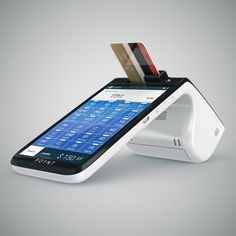 an electronic device with credit cards sticking out of it