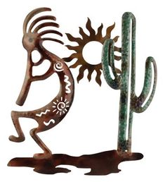 According to the legend, Kokopelli brings good fortune and prosperity to anyone who will listen to his songs and is a much loved icon in Southwest decor. Crafted from durable metal and adorned with a translucent watercolor-like painting effect, this piece captures the beauty and natural allure of the Southwest. Translucent metallic finish Weather & fade resistant paint Indoor/outdoor use Dessert Landscape, Kokopelli Art, Recycled Metal Art, Desert Decor, Screen Doors, Southwest Decor, Metal Garden Art, Saguaro Cactus, Shop Projects