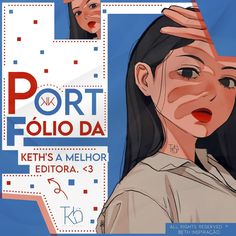 a woman with her hand up to her face and the words port folo da ketchs a melior