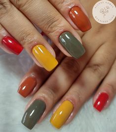 Designs For Short Nails, Multicolored Nails, Fingernail Designs, Manicure Nail Designs, Soften Hair