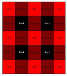 red and black squares are arranged in the same pattern, with different words on them