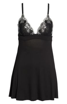 Add a little sensual sophistication to your night in a flowy chemise with lace-trimmed triangle cups styled in body-skimming jersey. 19" center front length (size Medium) Hook-and-eye back closure Adjustable straps Lined cups 95% modal, 5% elastane; 61% nylon, 24% rayon, 15% elastane cup lining Hand wash, dry flat Imported Lingerie Veronica Lodge Outfits, Lace Black Dress, Veronica Lodge, Black Cross, Black Bow, Night In, Lace Trim, Camisole Top, Little Black Dress