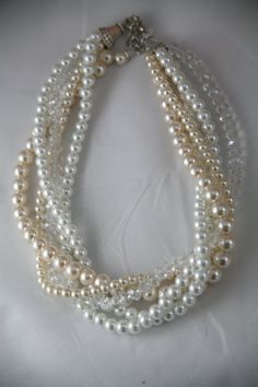 ♥ Brides Necklace, Bridesmaids Jewelry, Chunky Pearls, Bride Necklace, Wear Pearls, Pearl Jewellery, Nautical Wedding