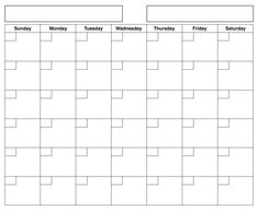 a blank calendar is shown in black and white