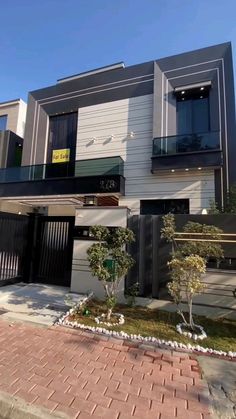 a modern house with black and white architecture