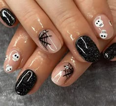 Halloween Press On Nails, Long Nail Designs, Spider Webs, Halloween Nail, Short Nail Designs