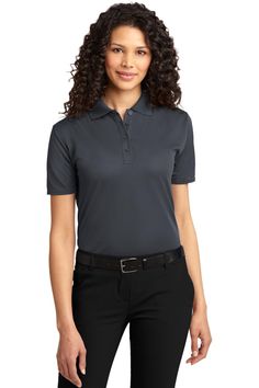 Shop Port Authority L525 in Iron Gray & get instant bulk discounts. This is 100% Polyester Women Polo Shirt | Ships Fast | Award-Winning Customer Service. Long Sleeves Polo, Port Authority, Black Polo, Pique Polo Shirt, Long Sleeve Polo, Short Sleeve Polo, Sports Shirts, Black Shirt