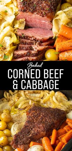 corned beef and cabbage in a roasting pan