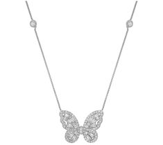 Bring an airy touch of elegance to your look with this necklace that features a whimsical butterfly and a rolo chain accented by sparkling stations. Butterfly Chain Necklaces, Elegant Butterfly Necklace With Delicate Chain For Party, Elegant Party Butterfly Necklace With Delicate Chain, Station Necklace, Rolo Chain, Sparkle, Jewelry Necklaces, Chain, Sterling Silver