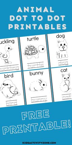 four free printable animal dot to dot worksheets for preschool and pre - k