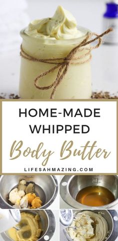 homemade whipped non-greasy body butter with coconut oil, shea and cocoa butter Body Butter Recipe Whipped, Homemade Whipped Body Butter, Whipped Body Butter Recipe, Diy Body Butter Recipes, Body Butter Recipe, Coconut Oil Body, Lavender Body Butter, Homemade Body Butter, Diy Body Butter