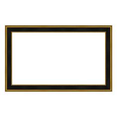 an empty black and gold frame on a white background with clipping area for text