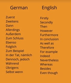 the german words are in different languages