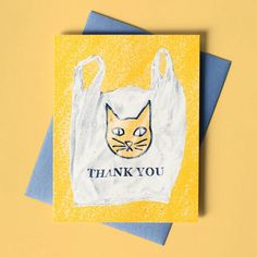 a thank you card with an image of a cat