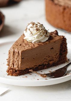 a slice of chocolate pie with whipped cream on top