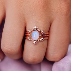 Stars Ring, Rose Gold Rings, Opal Wedding, Triangle Earrings Stud, Two Rings, Opal Wedding Rings, Pura Vida Bracelets, Triangle Studs, Moonstone Stone