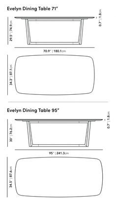 the table sizes are shown for each individual to see in this drawing, and it's not easy to read