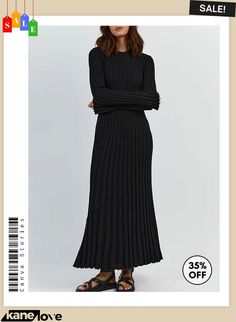 V-neck Sleeved Knit Midi Dress Fall Knitting, Elegant Dinner, Maxi Knit Dress, Dresses By Length, Knit Midi, Long Sleeve Midi, Knit Midi Dress, Elevate Your Style, Long Maxi Dress