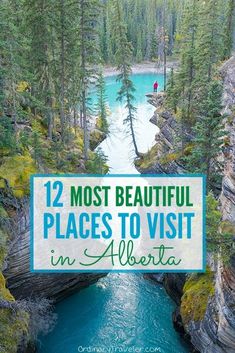 a river surrounded by trees with the words 12 most beautiful places to visit in alaska