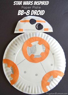 star wars inspired paper plate bb - 8 droid craft is featured in this image