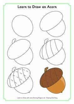 an acorn worksheet for children to learn how to draw