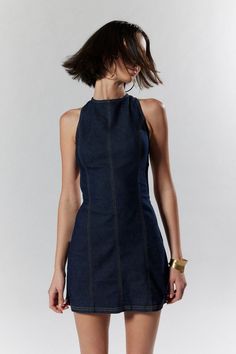 Silence + Noise Lilith Denim Cutout Shift Dress Denim Dress Outfit, Sheer Slip Dress, Strappy Maxi Dress, Urban Dresses, Denim Mini Dress, Pretty Dress, Wishing Well, Looks Chic, Knit Mini Dress