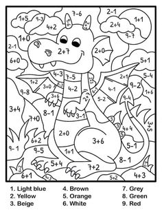 Color Pages Free Printable, Childrens Coloring Pages, Kids Color By Number, Color By Number Printable Free, Coloring Pages By Number, Color By Number For Kids, Magical Coloring Pages, Addition Color By Number, Kids Activity Pages