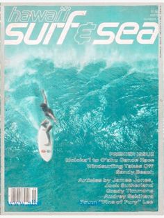 the front cover of a magazine with a surfer riding a wave in the ocean on his surfboard