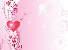 valentine's day background with hearts and swirls