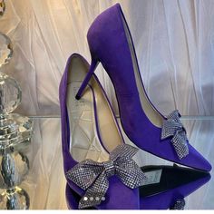 Nwt Beautiful Purple Faux Suede Heels With Rhinestone Bow! 3 1/2 Inch Heel Size 8 1/2 Chic Purple Heels With Rhinestones, Purple Rhinestone Heels For Formal Occasions, Purple Rhinestone Formal Heels, Purple Rhinestones Formal Heels, Purple Rhinestone Pointed Toe Heels, Chic Embellished Purple Heels, Chic Purple Embellished Heels, Rhinestone Bow Heels, Brown Womens Shoes