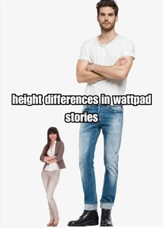 two people standing next to each other with the caption, height differences in wattpadd stores