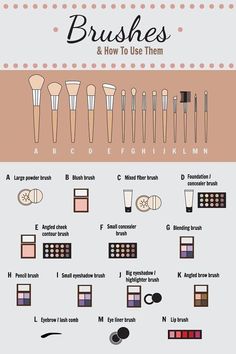 What Makeup Brushes Are Used For What, Choose Your Makeup, Teknik Makeup, Makeup Brush Uses, Membentuk Alis, Brush Guide, Mekap Mata, Bahasa Jepun