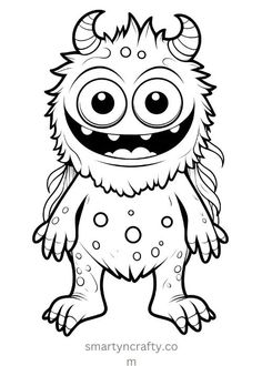 a cartoon monster with big eyes and horns