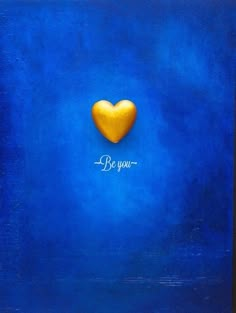 a yellow heart with the words be you written on it against a blue background,