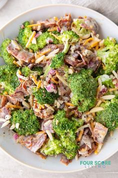 Keto Broccoli salad is the low carb salad you'll want to make and eat all year long. It's especially popular with BBQ style meals and parties. Everyone will love this sweet and savory cold keto broccoli dish. Broccoli Cole Slaw, Keto Broccoli Salad, Broccoli Slaw Recipes, Creamy Broccoli Salad, Broccoli Dishes, Keto Broccoli, Keto Sides, Gluten Free Sides, Broccoli Slaw