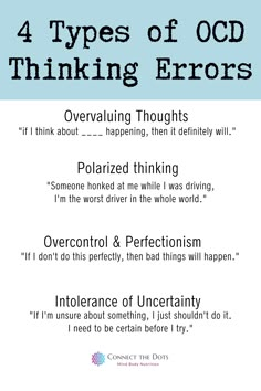 Types Of Thinking, Ocd Thoughts, Types Of Ocd, Ocd Therapy, Thinking Errors, Losing 40 Pounds, Natural Sleep Remedies