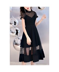 Buy Special Polka Dot Tulle Black Homecoming Party Dress With Sheer Neckline at cheap price online. Free stable shipping and pro custom service since 2009. Black Lace Mesh Dress For Spring, Black Fitted Lace Mesh Dress, Black Lace Mesh Dress For Party, Black Lace Mesh Party Dress, Polka Dot Knee-length Party Dress, Spring Black Tulle Mesh Dress, Black Mesh Dress For Prom, Summer Lace Polka Dot Dress, Spring Black Mesh Dress