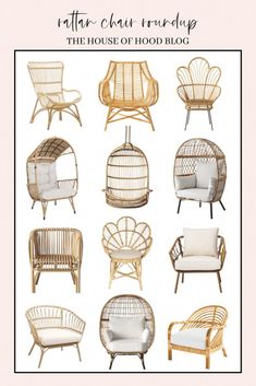 rattan chairs and sofas with text overlay that reads, the house of hood blog