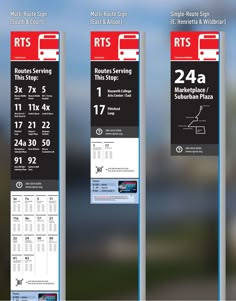 three bus tickets are shown in the same direction as each ticket is posted on a pole