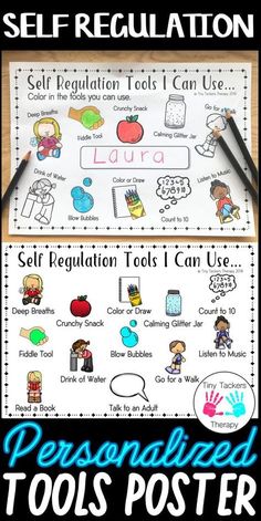 two posters with words and pictures on them to help students learn how to use self regulation