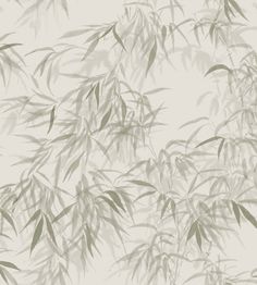 an image of bamboo leaves on a wallpaper pattern in shades of grey and white