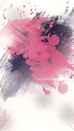 an abstract background with pink and black paint splattered on the side, in shades of gray and white