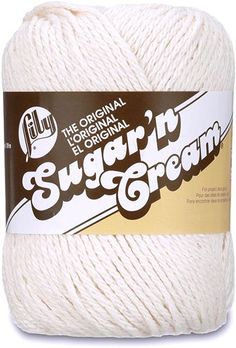 a white ball of yarn with the words sugar'n cream on it