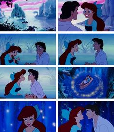 ariel and prince kissing in the disney movie