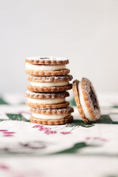 a stack of cookies sitting on top of a table